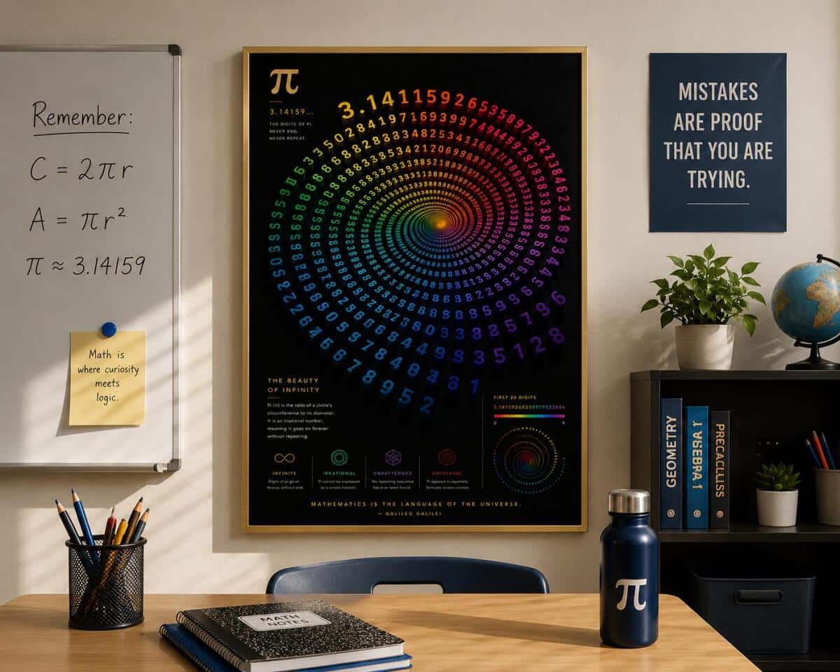 Plakat Naukowy Matematyka – Kolorowa Spirala Liczba Pi π | Plakat do biura, pokoju młodzieżowego 70131 - zdjęcie 2