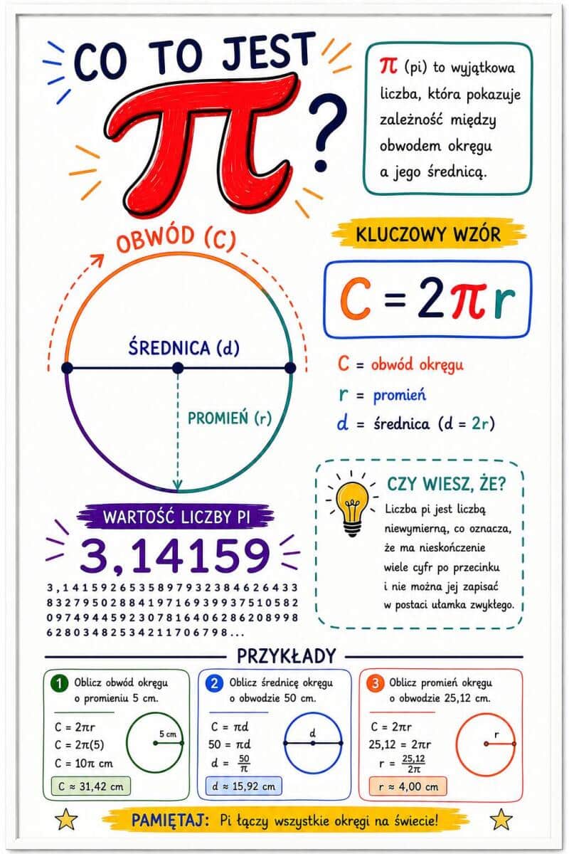 Kolorowy Plakat Edukacyjny Matematyka- Liczba Pi π 70130 - zdjęcie 4