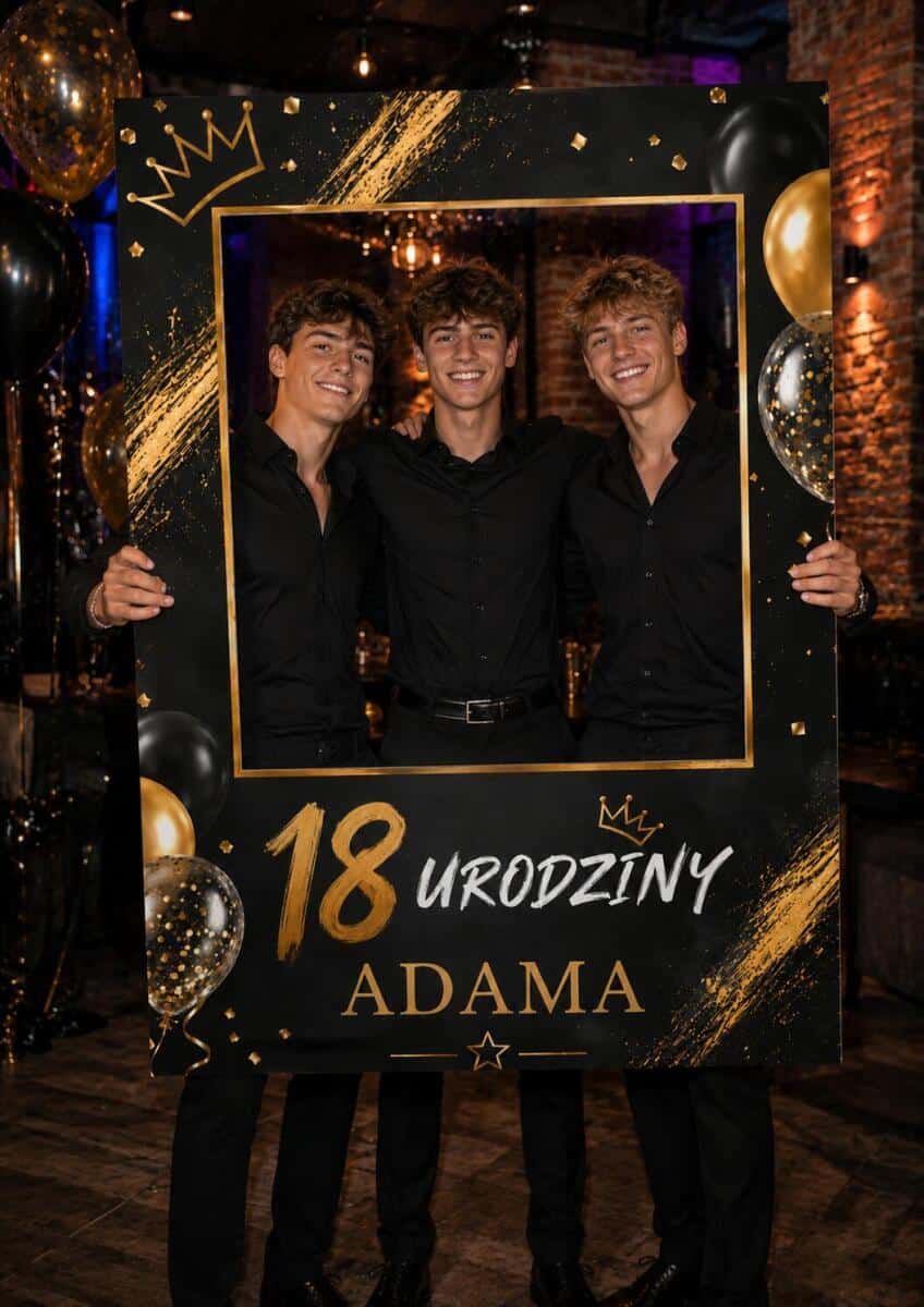 Ścianka, Ramka do Zdjęć na Osiemnastkę + IMIĘ | Foto Ramka Urodzinowa, Photo Booth na 18 urodziny 31030 - zdjęcie 2