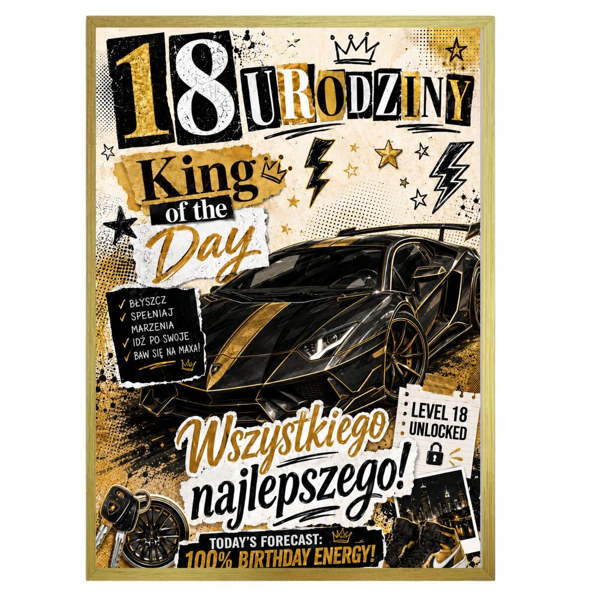 Plakat z autem na 18 urodziny  | Motoryzacyjny prezent dla chłopaka na osiemnastke  31012 - zdjęcie 6