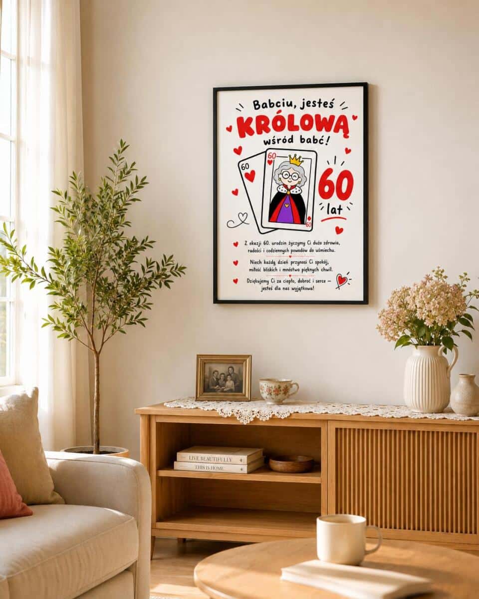 Plakat z życzeniami dla babci - 60 lat | Pamiątka urodzinowa 31021 - zdjęcie 2