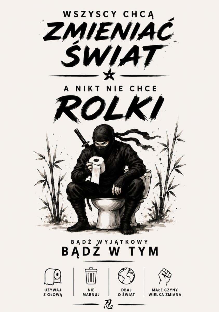 Śmieszny Plakat do Toalety- Ninja | Oryginalna Dekoracja do WC 76071 - zdjęcie 5