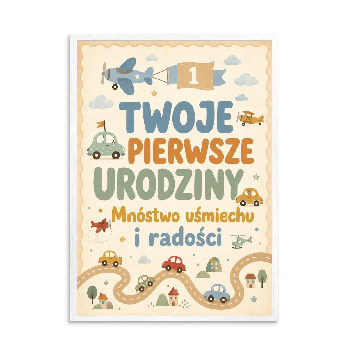 Plakat dziecięcy z pojazdami  | Prezent na roczek dla chłopca | 31007
