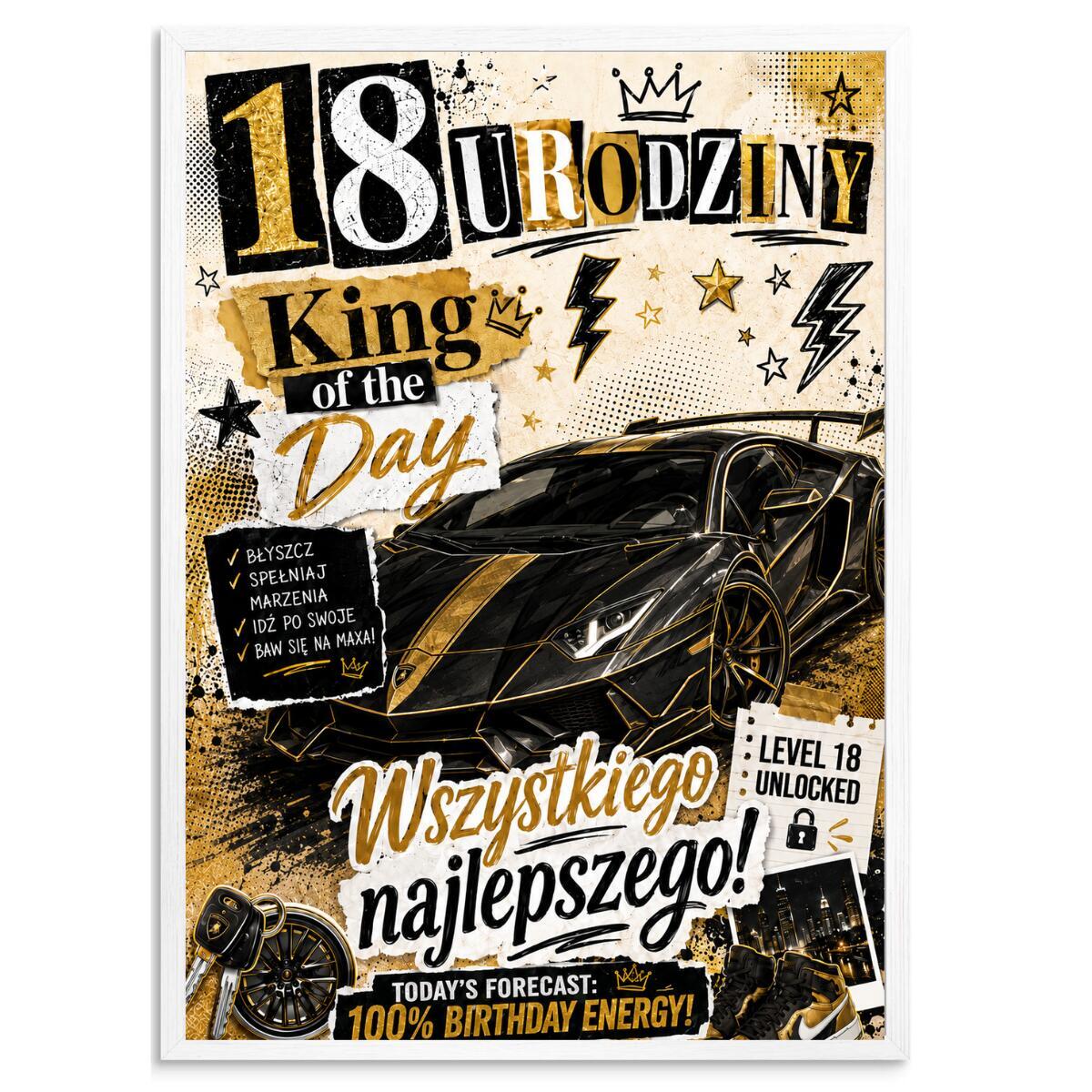 Plakat z autem na 18 urodziny  | Motoryzacyjny prezent dla chłopaka na osiemnastke  31012 - zdjęcie 5