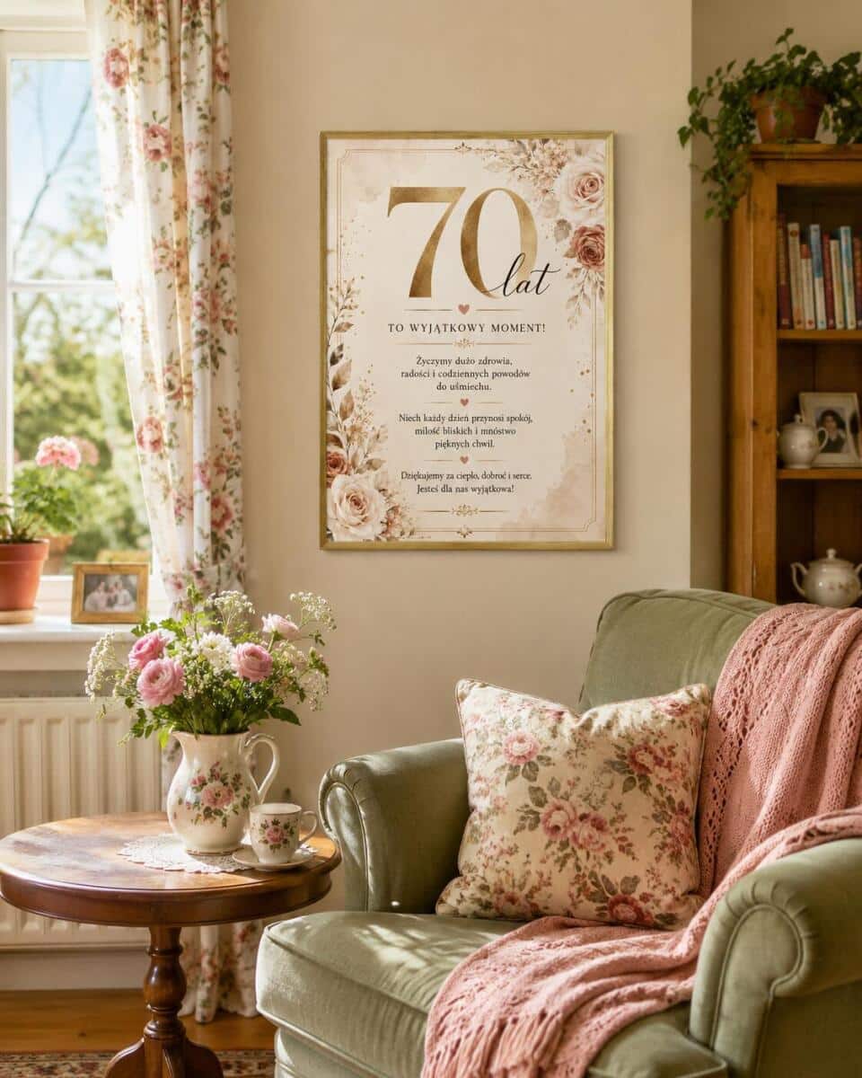Plakat z życzeniami na 70 urodziny | Elegancka pamiątka na 70-tkę 31017 - zdjęcie 2
