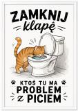 Śmieszny Plakat z Kotem do Łazienki | Obraz do WC- Zamknij Klapę | Oryginalna Ozdoba do toalety 76078 - miniaturka 3