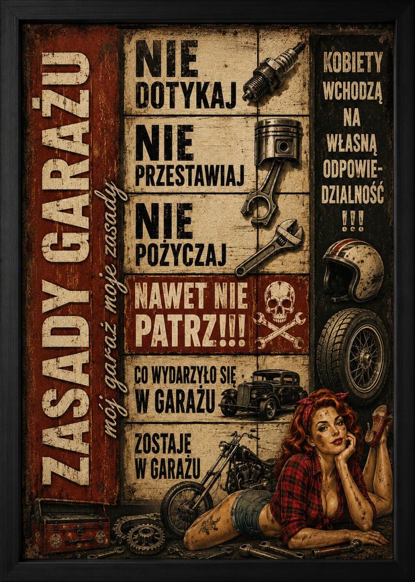 Śmieszny Plakat dla mężczyzny– Zasady Garażu, Regulamin warsztatu 76092 - zdjęcie 3