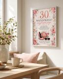 Plakat z życzeniami na 30 urodziny - Kwiaty | Pamiątka na 30-tkę dla kobiety 31028 - miniaturka 4