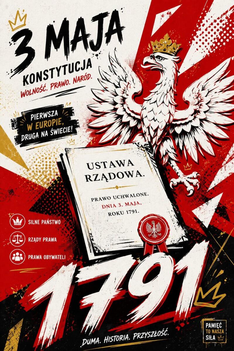 Plakat Patriotyczny- Konstytucja 3 Maja | Obraz edukacyjny do klasy historycznej 70137 - zdjęcie 5