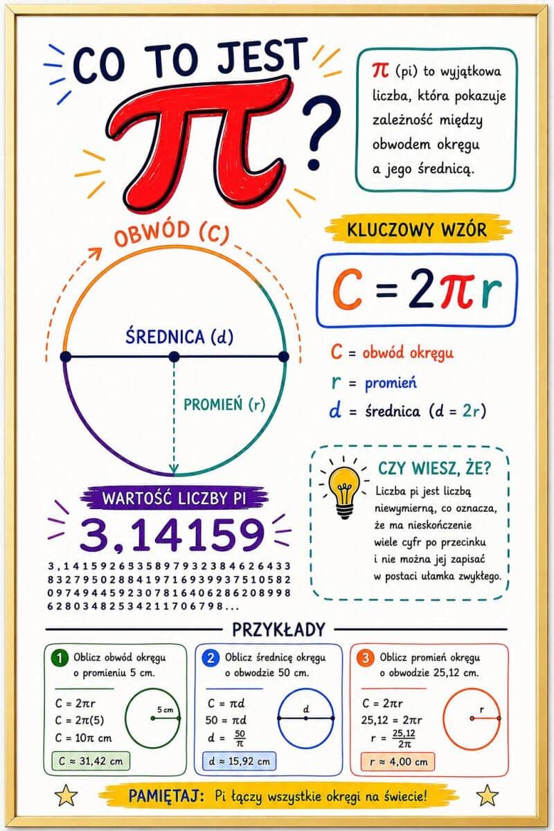 Kolorowy Plakat Edukacyjny Matematyka- Liczba Pi π 70130 - zdjęcie 3
