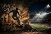 Młodzieżowa Fototapeta 3D-  Graffiti z Piłkarzem i Stadion | Sportowa tapeta dla nastolatka 76124 - miniaturka 3