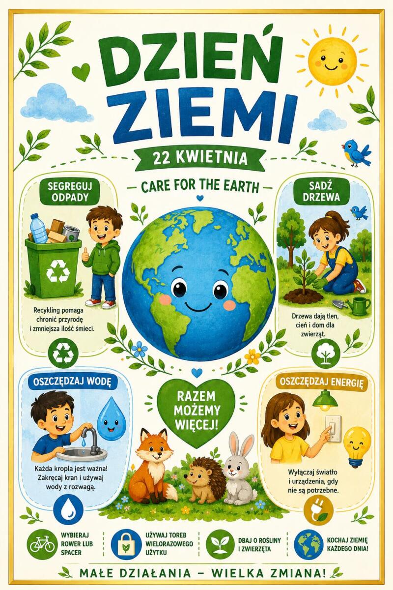 Plakat edukacyjny dla dzieci- Dzień ziemi, Ekologia | Obraz do szkoły, przedszkola 70135