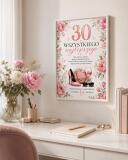 Plakat z życzeniami na 30 urodziny - Kwiaty | Pamiątka na 30-tkę dla kobiety 31028 - miniaturka 2