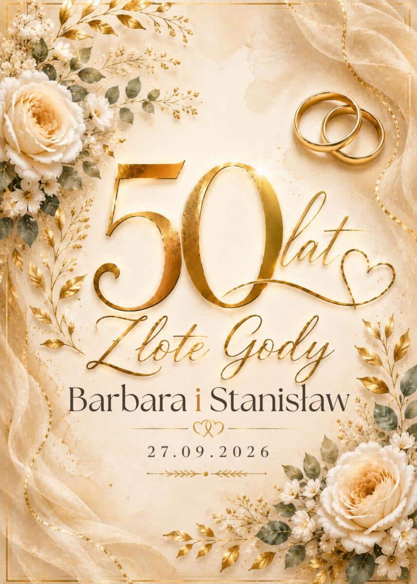 Tablica Powitalna na 50 Rocznicę Ślubu – Złote Gody | Plakat na 50 lat małżeństwa 31068 - zdjęcie 6
