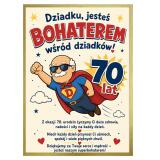 Plakat na 70-tkę dla dziadka - Super dziadek | Prezent na 70 urodziny z życzeniami 31018 - miniaturka 6