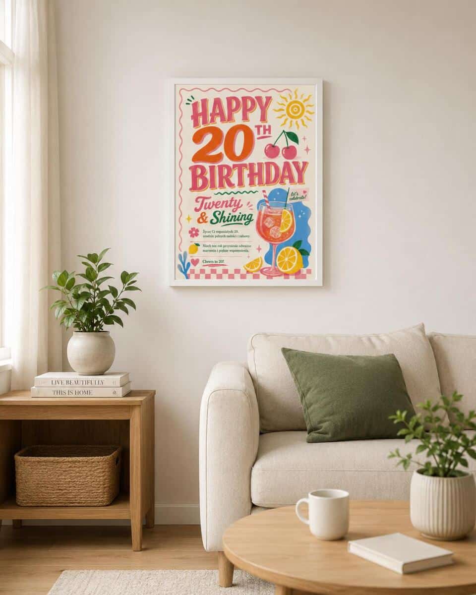 Prezent urodzinowy 20 lat | Plakat na 20 urodziny dla dziewczyny 31025 - zdjęcie 3