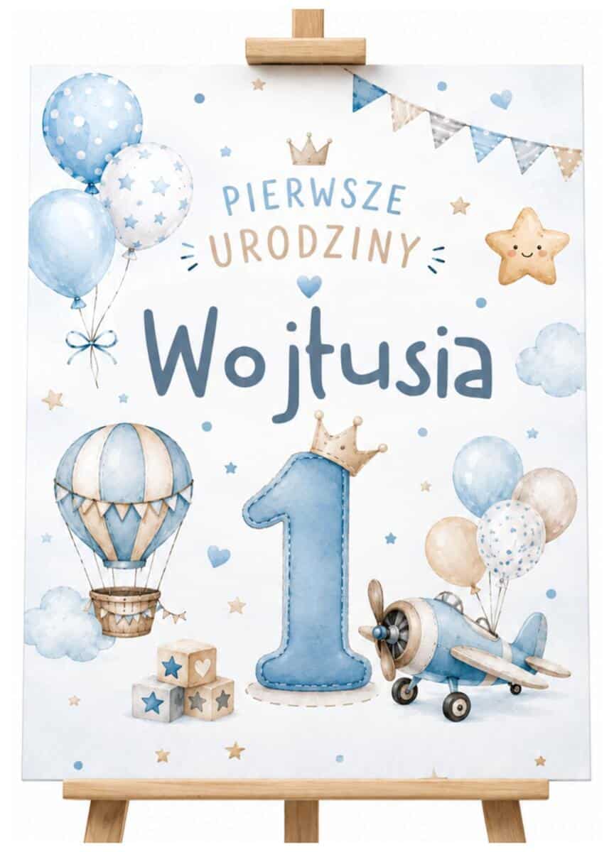 Dekoracja na Pierwsze Urodziny Chłopca – Tablica Powitalna z Imieniem 31038
