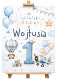 Dekoracja na Pierwsze Urodziny Chłopca – Tablica Powitalna z Imieniem 31038 - miniaturka 1