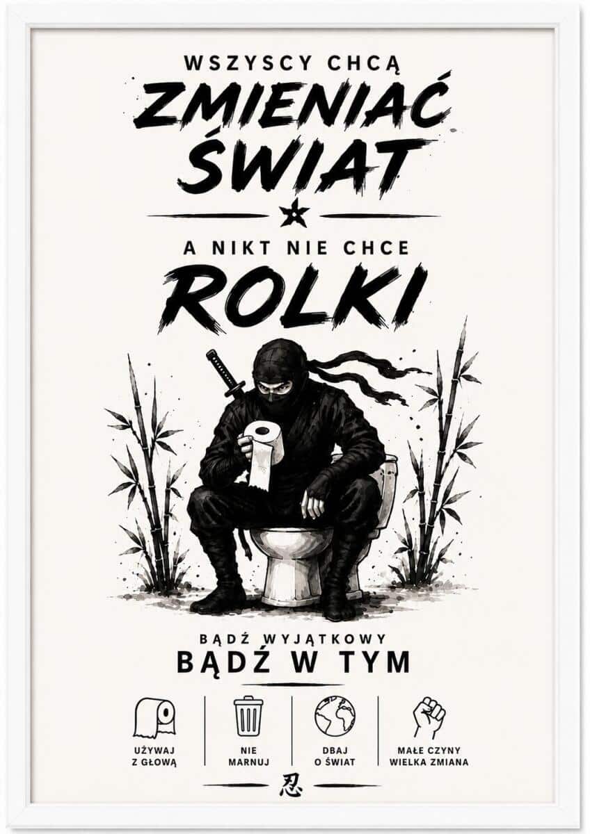 Śmieszny Plakat do Toalety- Ninja | Oryginalna Dekoracja do WC 76071 - zdjęcie 3