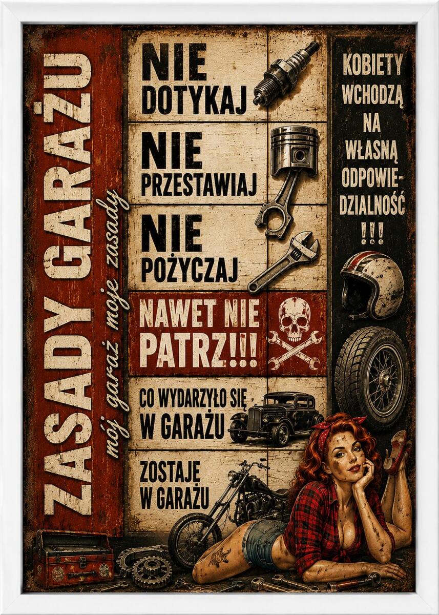 Śmieszny Plakat dla mężczyzny– Zasady Garażu, Regulamin warsztatu 76092 - zdjęcie 4