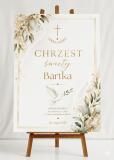 Elegancki Plakat powitalny na chrzciny | Tablica Chrzest Święty- Biel i Złoto 31046 - miniaturka 3