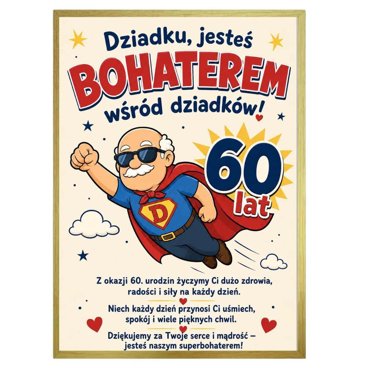 Plakat na 60-tkę dla dziadka - Super dziadek | Prezent na 60 urodziny z życzeniami 31020 - zdjęcie 5