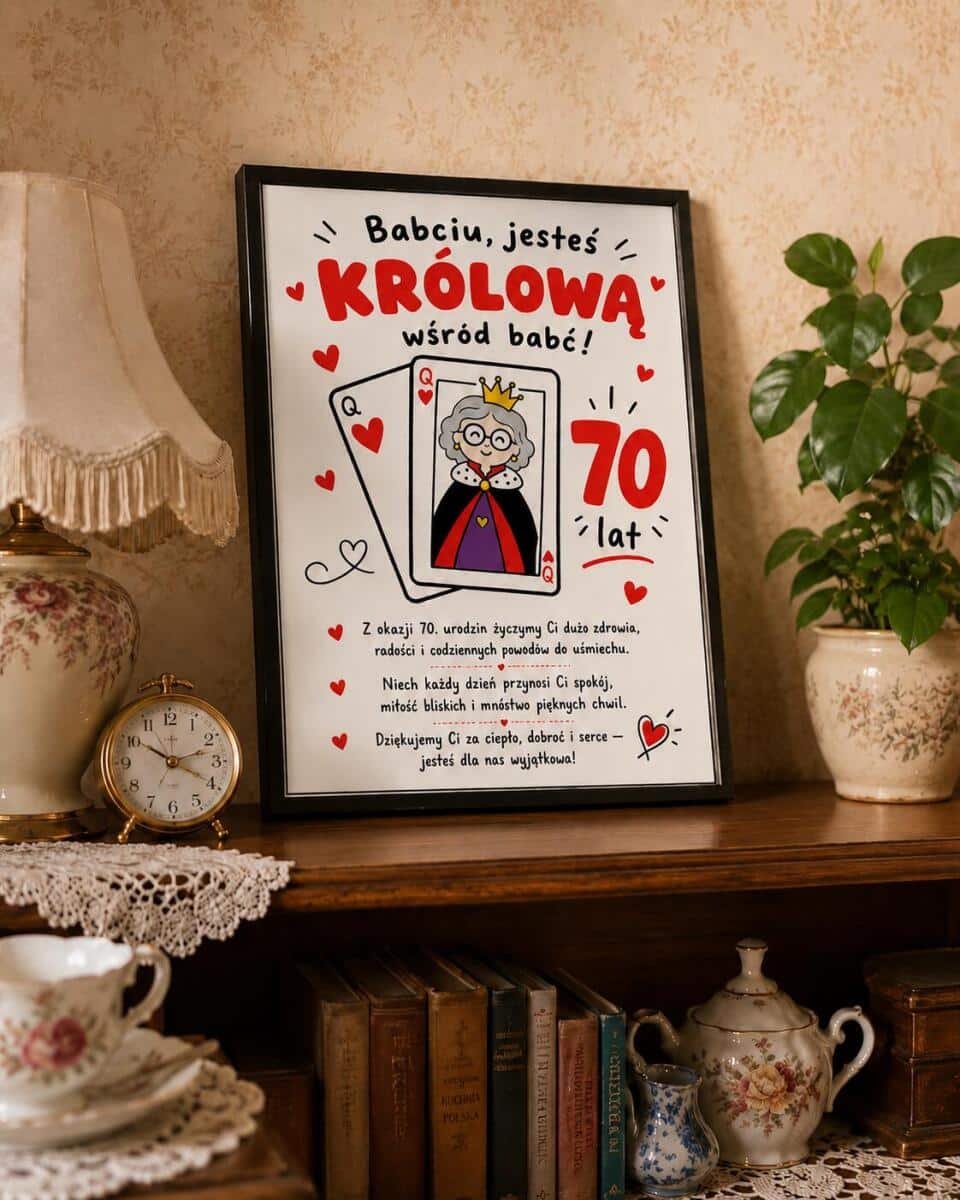 Plakat z życzeniami dla babci - 70 lat | Pamiątka urodzinowa 31015 - zdjęcie 4