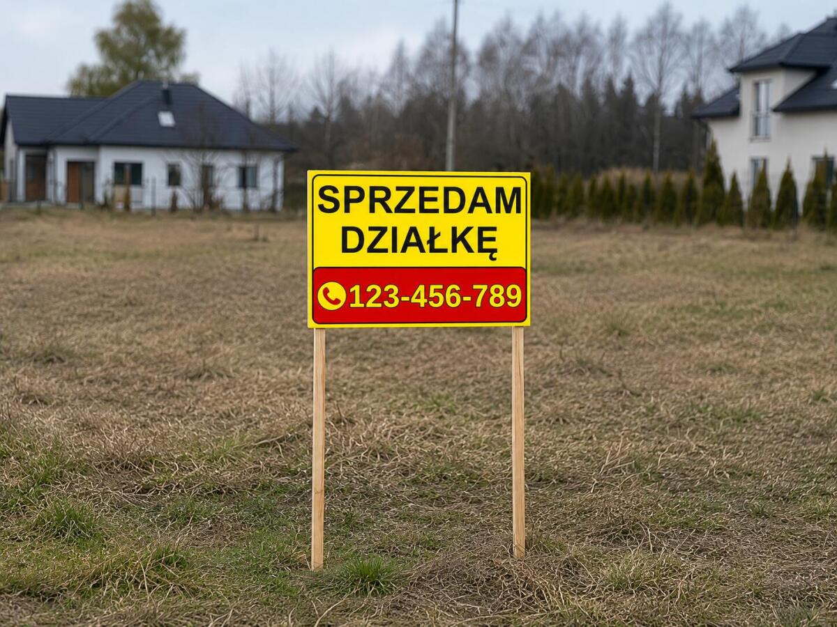 Tablica ogłoszeniowa, informacyjna | PCV | Szyld SPRZEDAM DZIAŁKĘ + numer telefonu - zdjęcie 5
