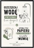 Nowoczesny EKO Plakat do Łazienki – Oszczędzaj Wodę i Papier | Zabawny Obraz do toalety 76077 - miniaturka 1
