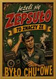 Retro Plakat dla Mechanika | Śmieszny Obraz do warsztatu, garażu 76090 - miniaturka 1