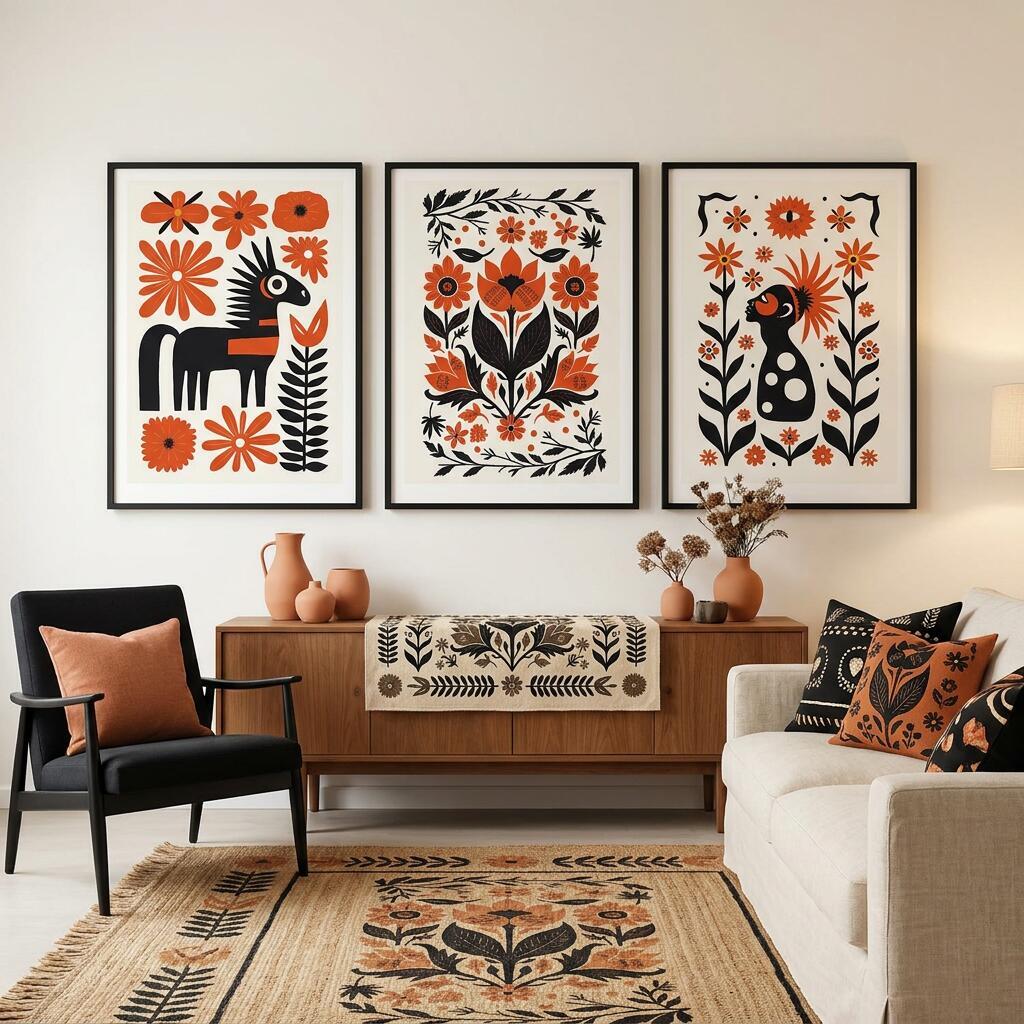 Zestaw 3 Plakatów- Folk Art, Ludowe Wzory | Obrazy na ścianę Folklor 42264 - zdjęcie 2