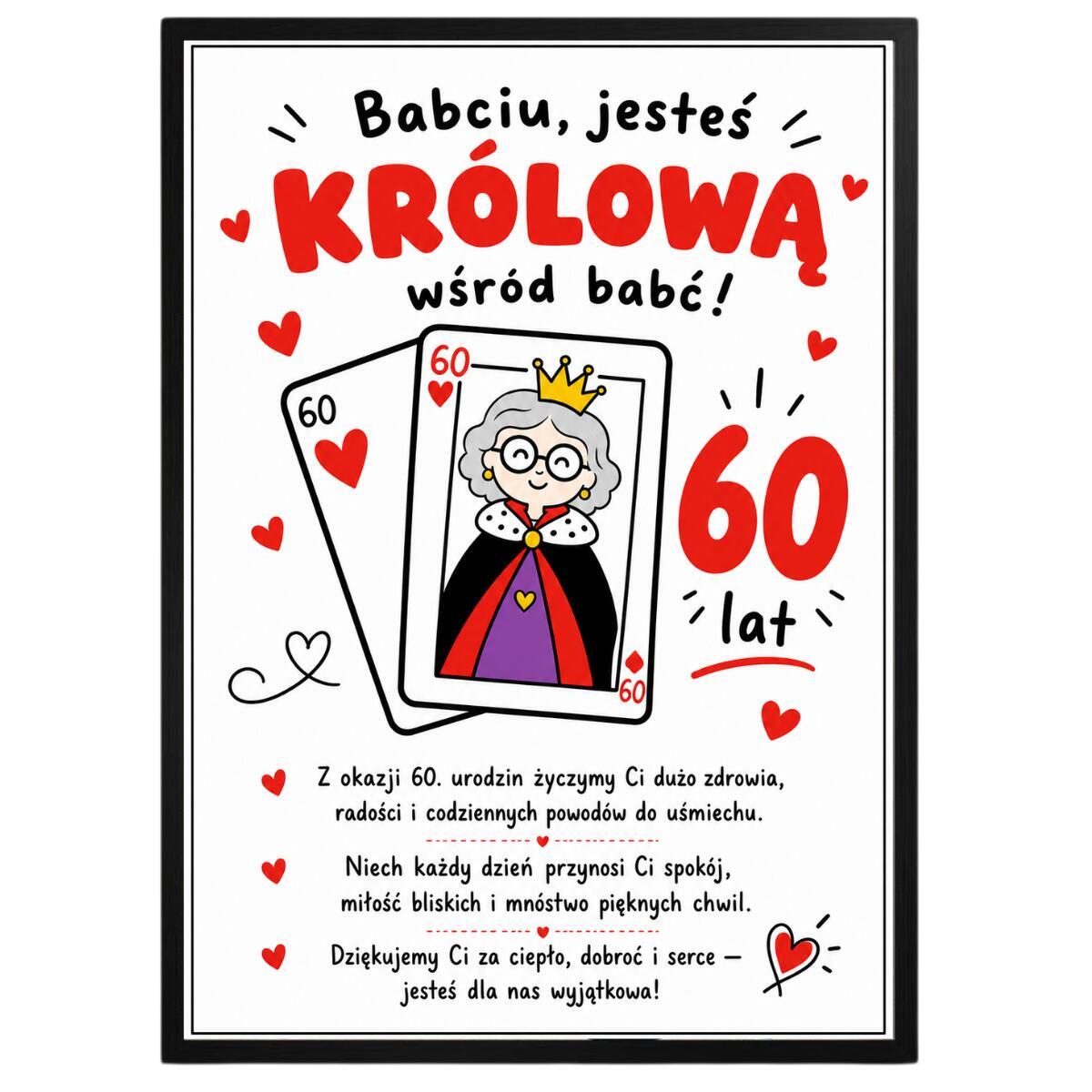 Plakat z życzeniami dla babci - 60 lat | Pamiątka urodzinowa 31021