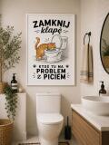Śmieszny Plakat z Kotem do Łazienki | Obraz do WC- Zamknij Klapę | Oryginalna Ozdoba do toalety 76078 - miniaturka 2