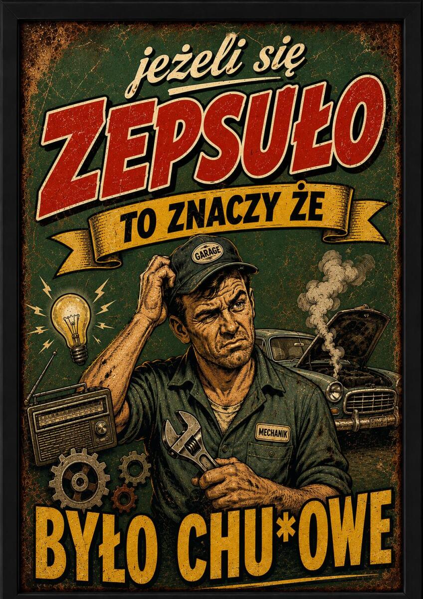 Retro Plakat dla Mechanika | Śmieszny Obraz do warsztatu, garażu 76090 - zdjęcie 3