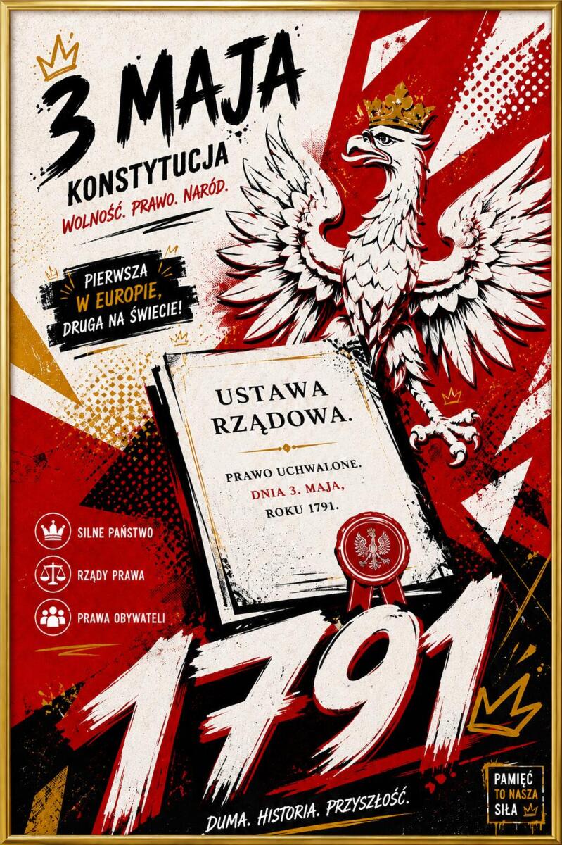 Plakat Patriotyczny- Konstytucja 3 Maja | Obraz edukacyjny do klasy historycznej 70137