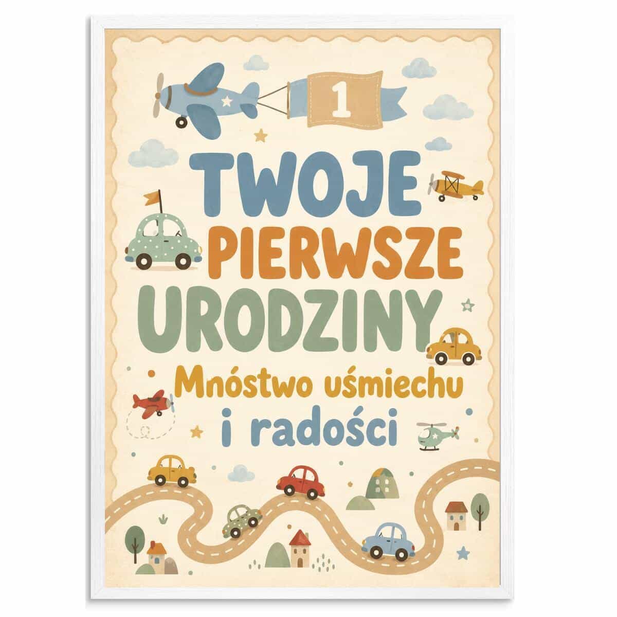 Plakat dziecięcy z pojazdami  | Prezent na roczek dla chłopca | 31007