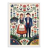 Plakat Folk Para w Stroju Ludowym | Obraz do salonu rustykalny 31209 - miniaturka 2