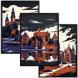 Nowoczesny plakat Zamki Polskie- Tryptyk 3szt | Obraz na ścianę retro retro 31167 - miniaturka 1