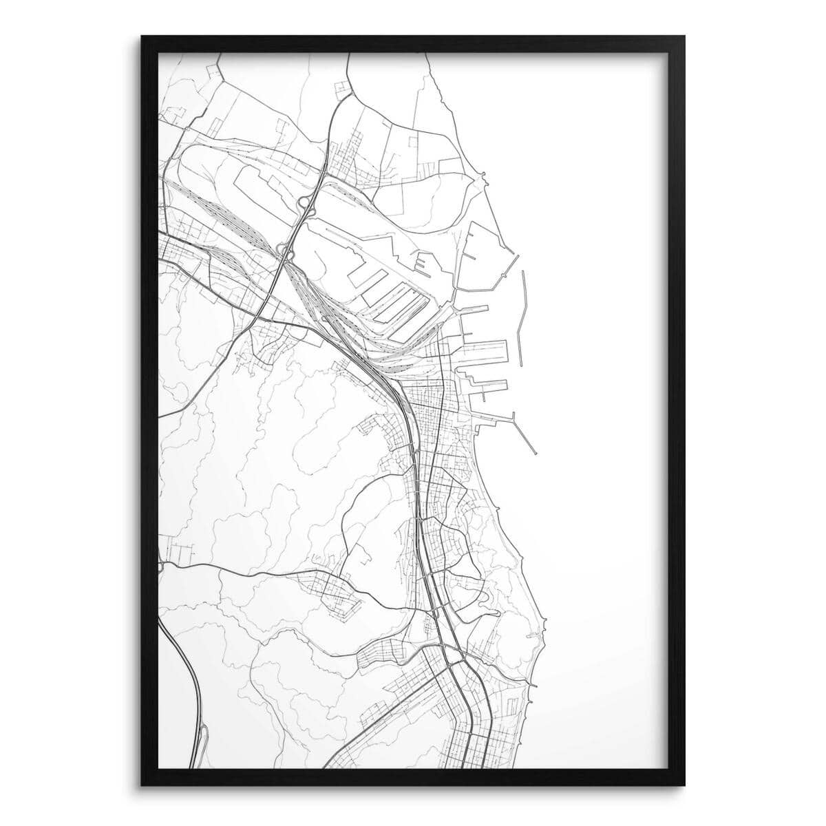 Nowoczesna mapa Gdyni na ścianę | Industrialny plakat dla architekta 31100