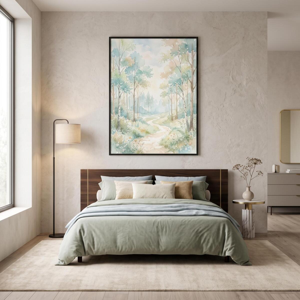 Obraz na ścianę Las we mgle- Pastelowy | Plakat natura skandynawski 31134 - zdjęcie 5