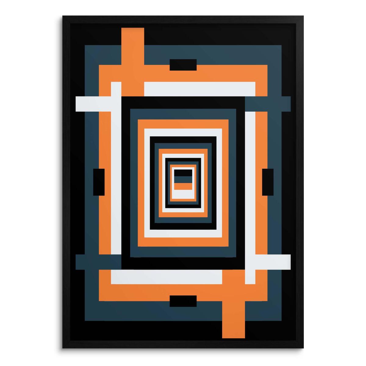 Plakat do salonu Loft- Pomarańczowa geometria Bauhaus | Dekoracja ścienna 31256