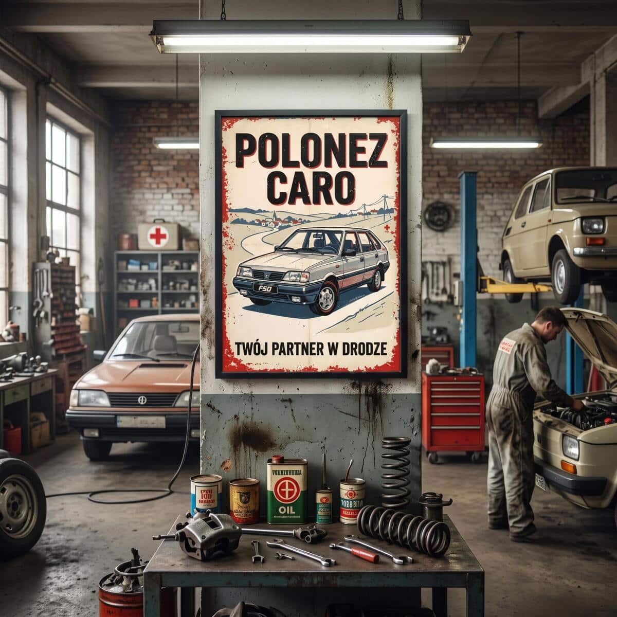 Grafika na ścianę Kultowy Polonez Caro | Retro plakat do biura i garażu 31154 - zdjęcie 5