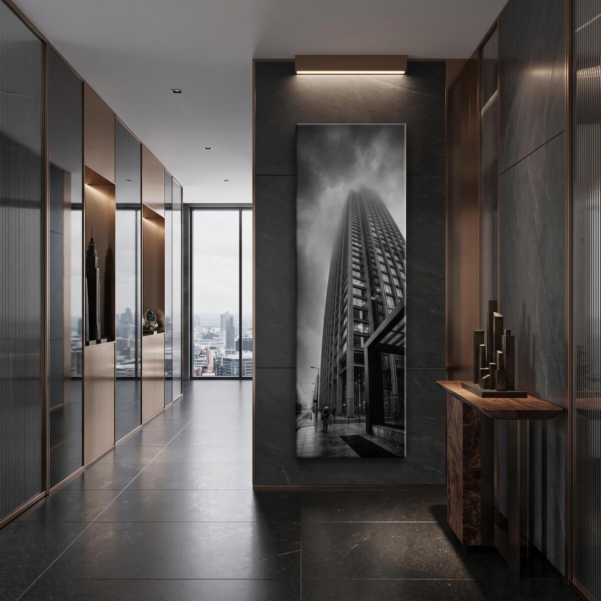 Obraz na Ścianę Drapacz Chmur | Monochromatyczna Architektura Miejska 31322 - zdjęcie 3