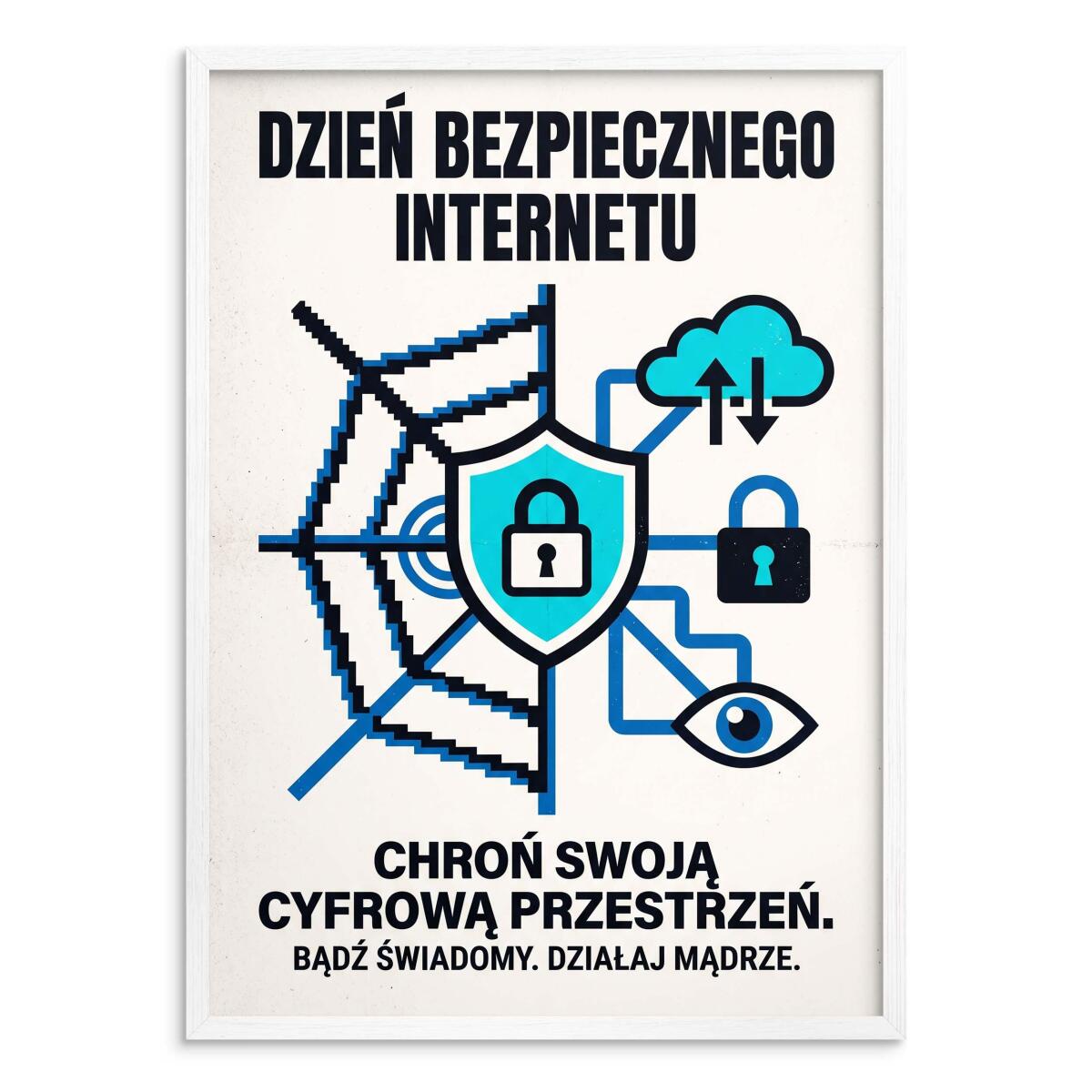 Plakat na Ścianę Cyberbezpieczeństwo- Tarcza i Kłódka | Grafika do Szkół 31143 - zdjęcie 2