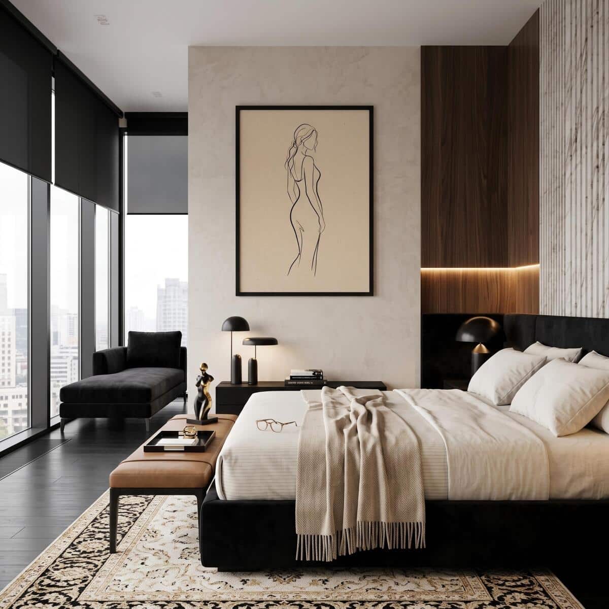 Plakat do sypialni Sylwetka Kobiety | Nowoczesna dekoracja boho beż 31140 - zdjęcie 4