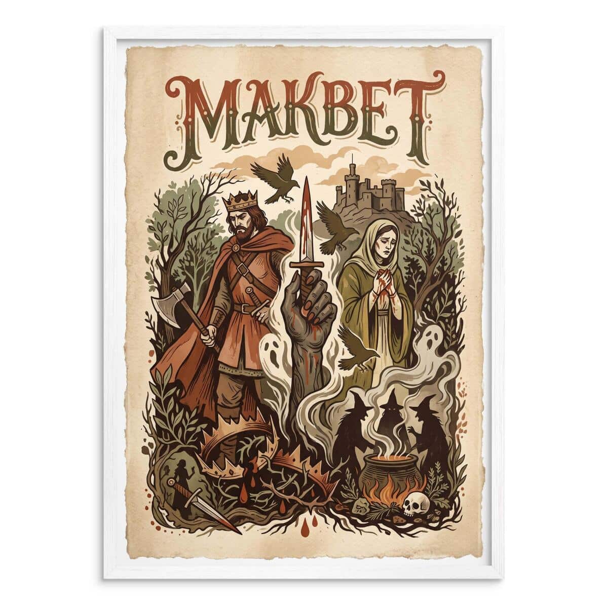 Plakat Makbet Szekspir vintage- Ilustracja do salonu | Stylowy obraz retro 31104 - zdjęcie 2