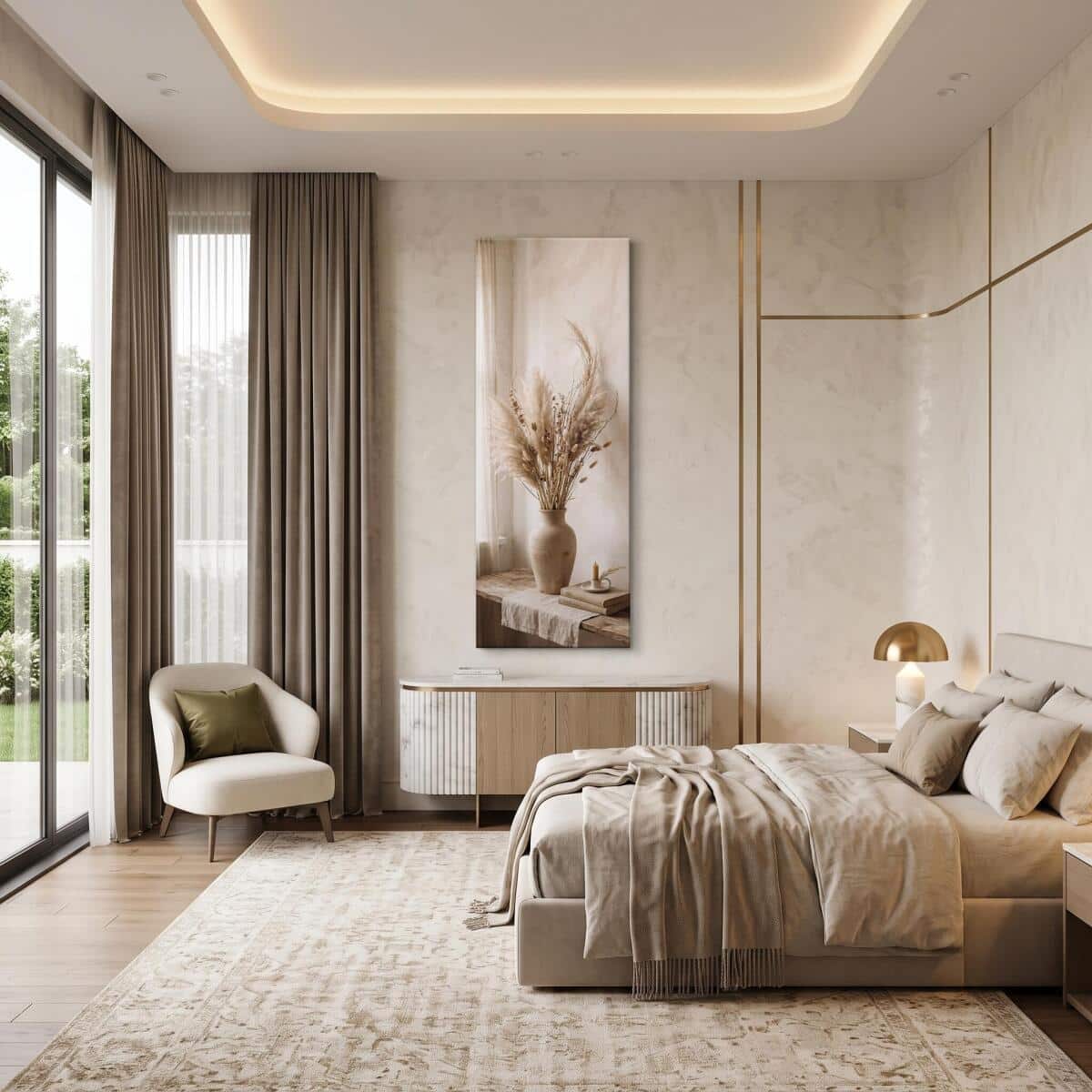 Obraz na Ścianę Japandi Suszone Trawy | Elegancka Ozdoba do Sypialni 31326 - zdjęcie 4