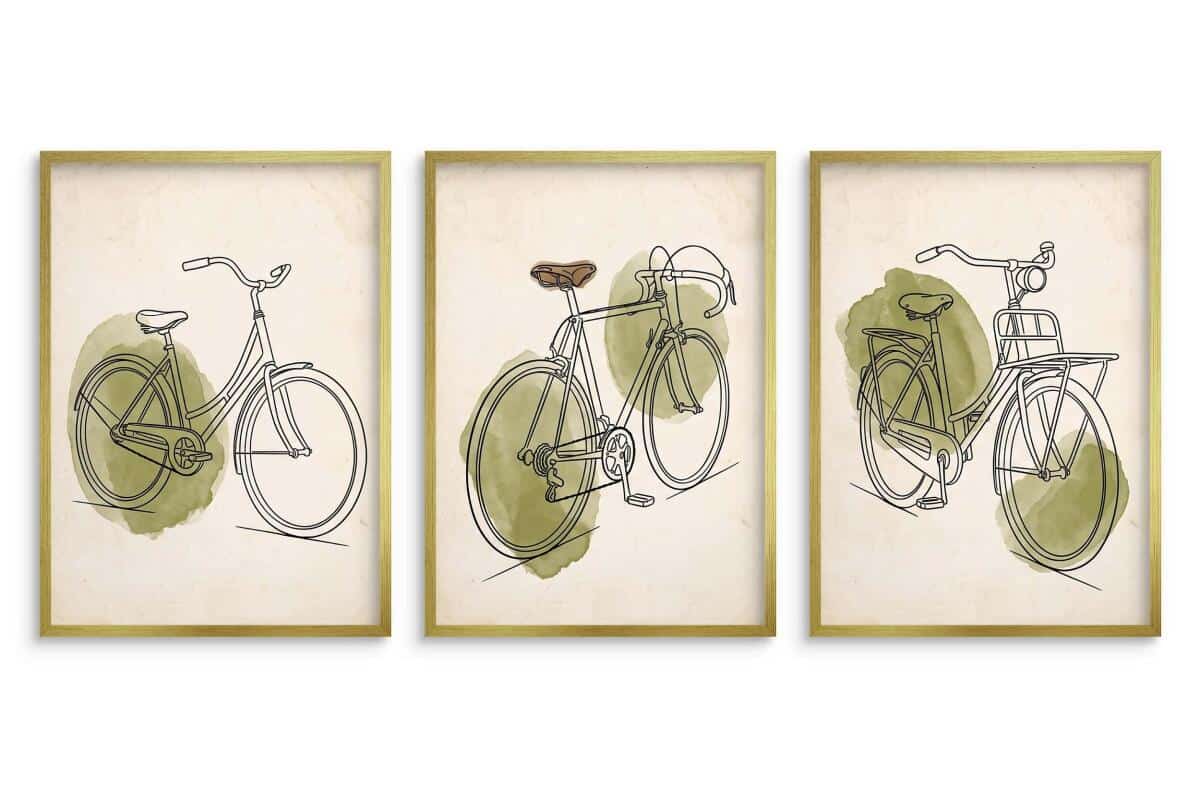 Plakat na ścianę tryptyk Rowery- styl japandi | Minimalistyczny zestaw retro 31225 - zdjęcie 4