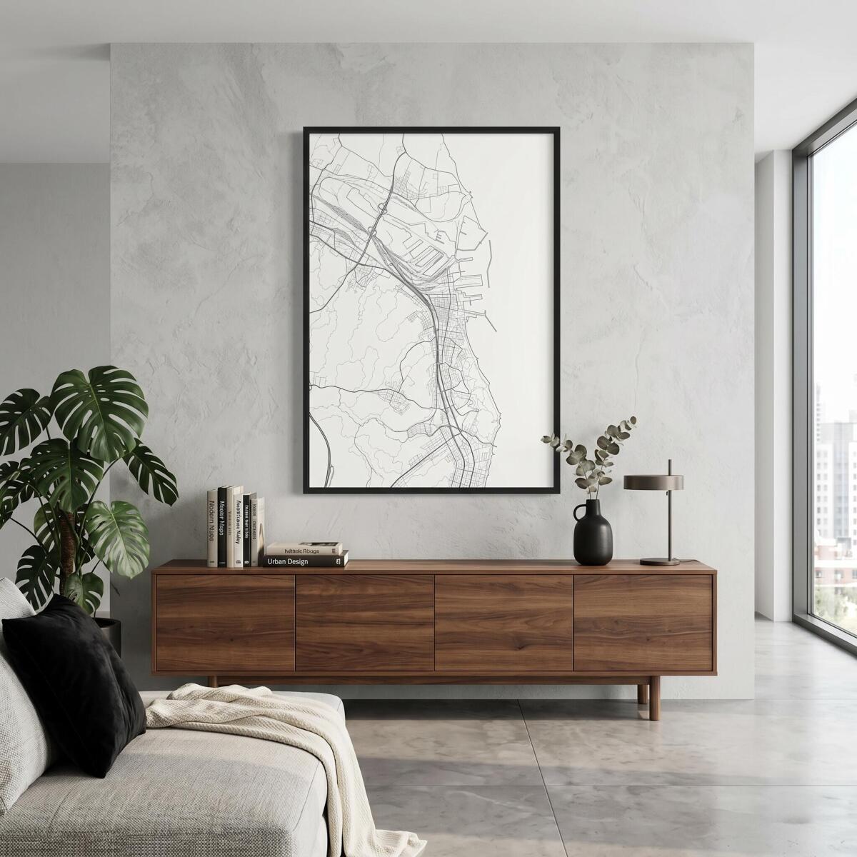 Nowoczesna mapa Gdyni na ścianę | Industrialny plakat dla architekta 31100 - zdjęcie 6