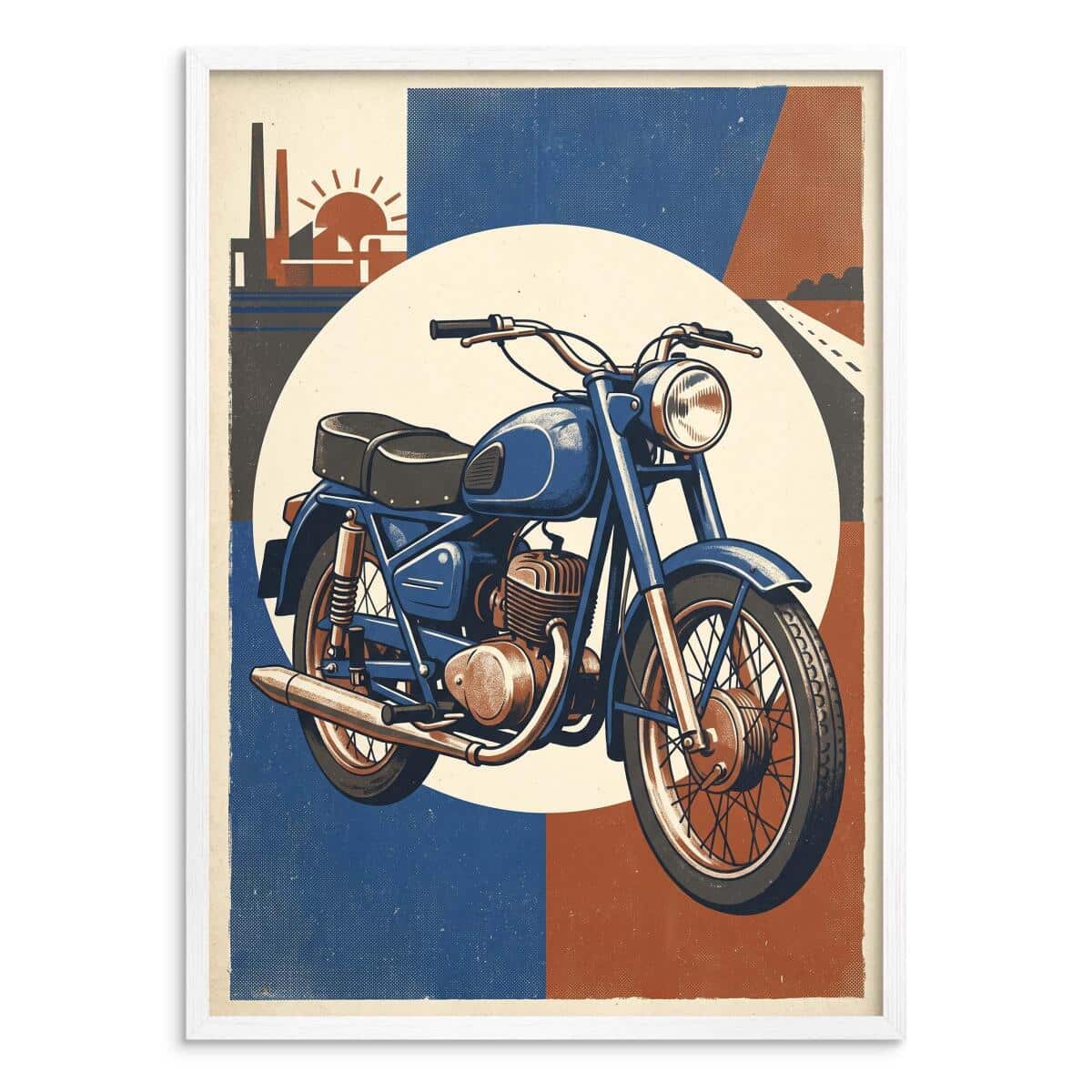 Stylowy plakat na ścianę- Klasyczny niebieski jednoślad | Styl retro loft 31155 - zdjęcie 2